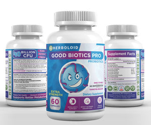 Herboloid Good Biotics PRO Probiotics Dietary Supplement I 40 Billion CFU I Liver, Intestinal, Gut Health I Metabolism, Detox, Cleanse I Shelf Stable, No Refrigeration, Targeted-Release
