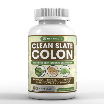 Herboloid Clean Slate Colon Detox Supplement I Cleanse, Purify, Eliminate Toxins, Metabolism Boost, Diet, Weight Loss Aid I Fiber, Oat, Alfalfa, Psyllium, Rhubarb